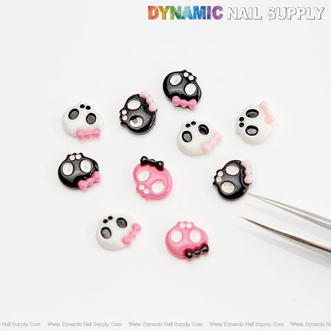 10pcs Resin White Black Pink Cute Bow Skull Nail Charm - Nail Art Design Halloween Seasonal Charm