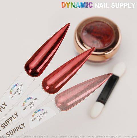 M17 Mirror Nail Chrome Powder - Red High Pigmented Reflective Shiny Fine Powder