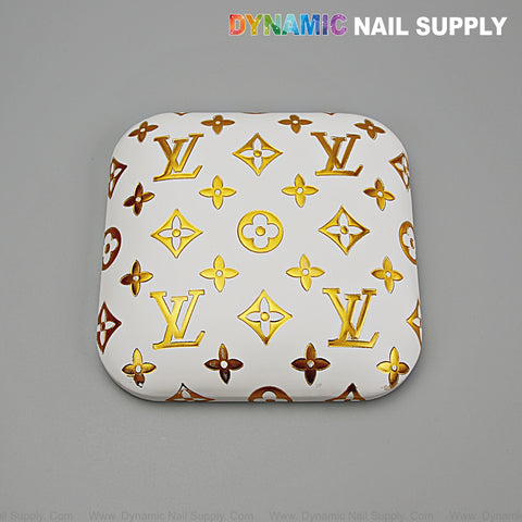 (Gold LV Engrave White) Elbow Pad for Nail Tech : Soft Pu Leather, Supportive, Built for Long Hours