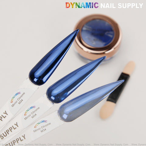 M34 Mirror Nail Chrome Powder - Blue High Pigmented Reflective Shiny Fine Powder