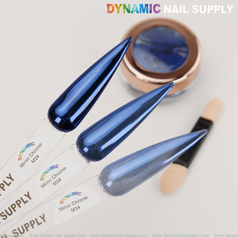 M34 Mirror Nail Chrome Powder - Blue High Pigmented Reflective Shiny Fine Powder