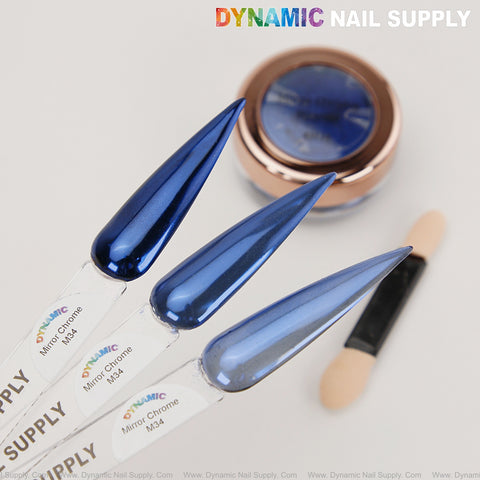 M34 Mirror Nail Chrome Powder - Blue High Pigmented Reflective Shiny Fine Powder