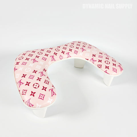 (Luxury Logo) U-SHAPE Microfiber Leather Armrest with Cushion Pillow for Pedicure Manicure (Reposabrazos Para Manicura)