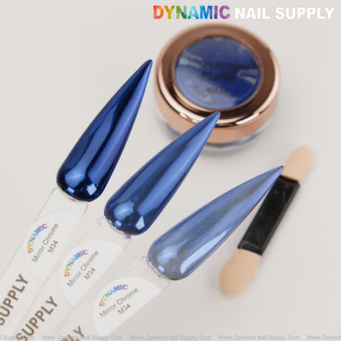 M34 Mirror Nail Chrome Powder - Blue High Pigmented Reflective Shiny Fine Powder
