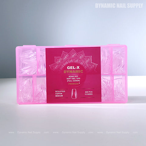 Sculpted Coffin (Medium) Full Cover Soft-Gel Nail Tips (Pink Box)