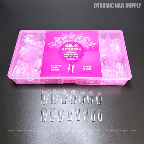 Sculpted Coffin (Medium) Full Cover Soft-Gel Nail Tips (Pink Box)