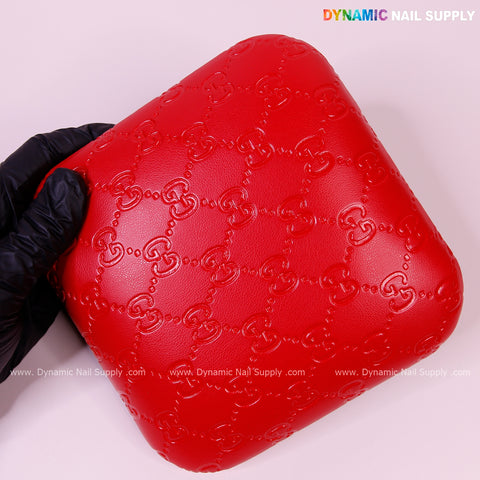 (Red GC Engrave) Leather Elbow Pillow Pad Arm Rest Support for Manicure Nail Desk