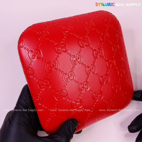 (Red GC Engrave) Leather Elbow Pillow Pad Arm Rest Support for Manicure Nail Desk