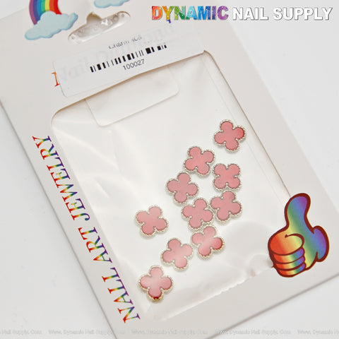 Red Big Embossed V4n Cl3ef Retro Four Leaf Clover Nail Charms