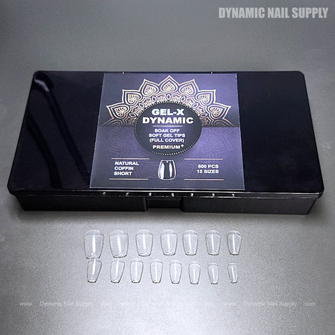 Natural Coffin (Short) Full Cover Soft-Gel Nail Tips (Black Box)