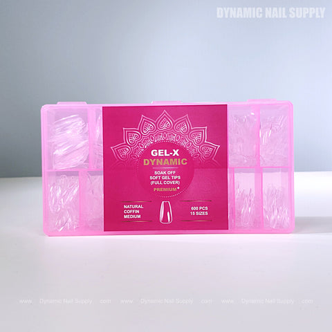 Natural Coffin (Medium) Full Cover Soft-Gel Nail Tips (Pink Box)