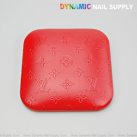 (Red LV Engrave) Elbow Pad for Nail Tech : Soft Pu Leather, Supportive, Built for Long Hours