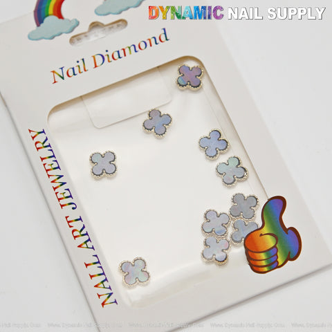 Galaxy Gradient Big Embossed V4n Cl3ef Retro Four Leaf Clover Nail Charms