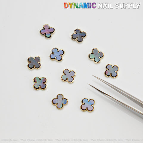 Galaxy Gradient Big Embossed V4n Cl3ef Retro Four Leaf Clover Nail Charms