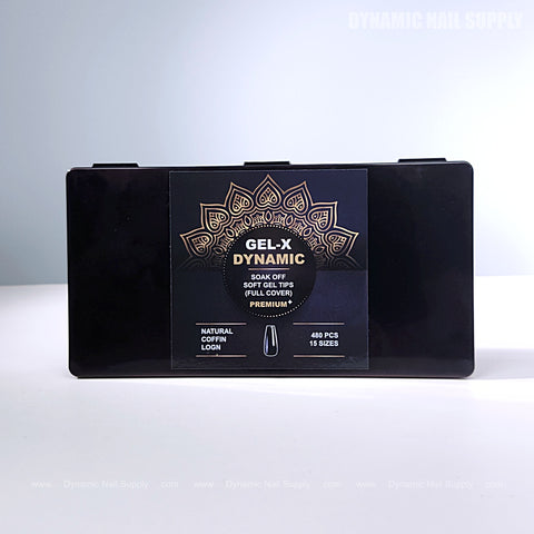 Natural Coffin (Long) Full Cover Soft-Gel Nail Tips (Black Box)