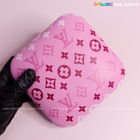 (White Pink LV 3 lines) Elbow Rest Pillow for Nail Tech : Soft Pu Leather, Supportive, Built for Long Hours Usage