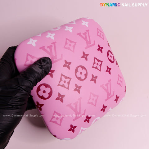 (White Pink LV 3 lines) Elbow Rest Pillow for Nail Tech : Soft Pu Leather, Supportive, Built for Long Hours Usage