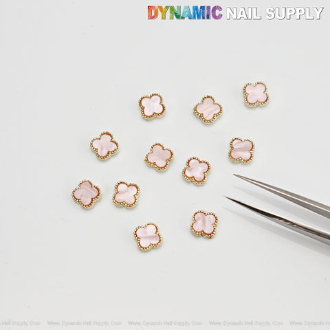 Pink Small Embossed V4n Cl3ef Retro Four Leaf Clover Nail Charms