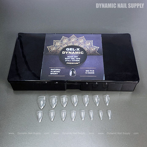 Natural Almond (Short) Full Cover Soft-Gel Nail Tips (Black Box)