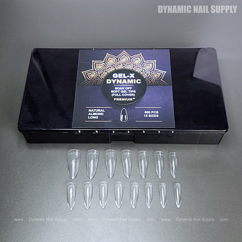 Natural Almond (Long) Full Cover Soft-Gel Nail Tips (Black Box)