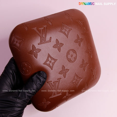 (Chocolate LV Engraved - Stripes Line logo) Elbow Pillow Pad for Nail Tech : Soft Pu Leather, Supportive, Built for Long Hours Usage