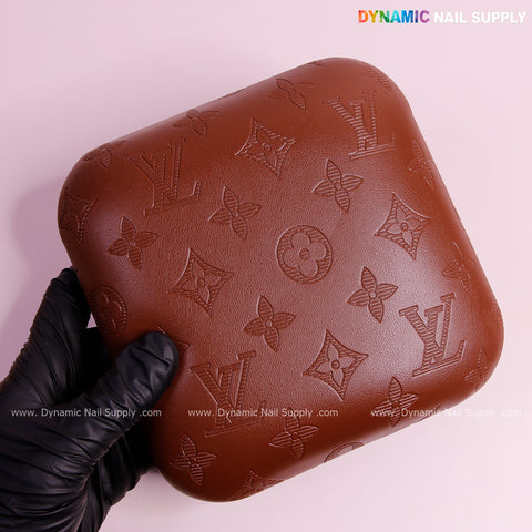 (Chocolate LV Engraved - Stripes Line logo) Elbow Pillow Pad for Nail Tech : Soft Pu Leather, Supportive, Built for Long Hours Usage