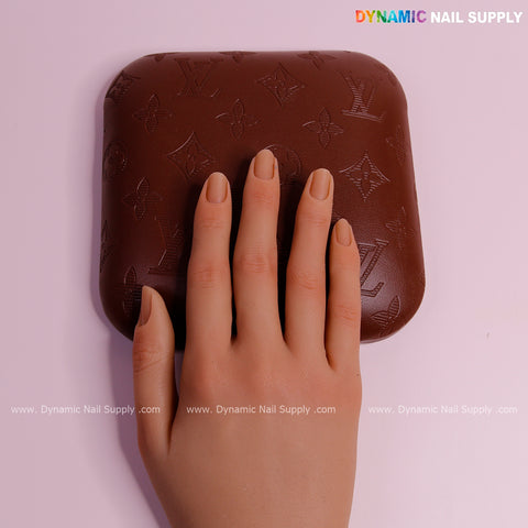 (Chocolate LV Engraved - Stripes Line logo) Elbow Pillow Pad for Nail Tech : Soft Pu Leather, Supportive, Built for Long Hours Usage