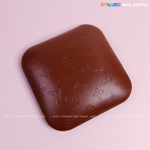 (Chocolate LV Engraved - smooth logo) Elbow Pillow Pad for Nail Tech : Soft Pu Leather, Supportive, Built for Long Hours Usage