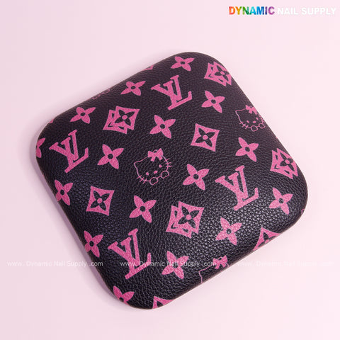(Black Pink LV Kitty Grain) Leather Elbow Cushion Pad Arm Rest Support for Manicure Nail Desk