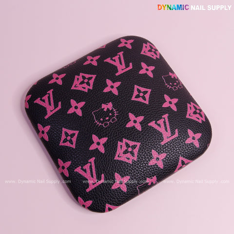 (Black Pink LV Kitty Grain) Leather Elbow Cushion Pad Arm Rest Support for Manicure Nail Desk
