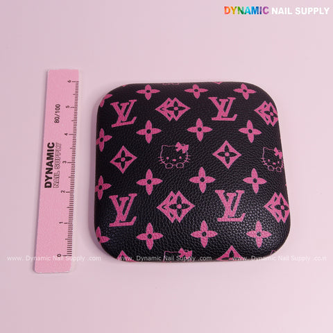 (Black Pink LV Kitty Grain) Leather Elbow Cushion Pad Arm Rest Support for Manicure Nail Desk
