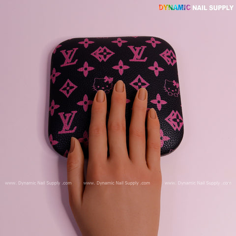 (Black Pink LV Kitty Grain) Leather Elbow Cushion Pad Arm Rest Support for Manicure Nail Desk