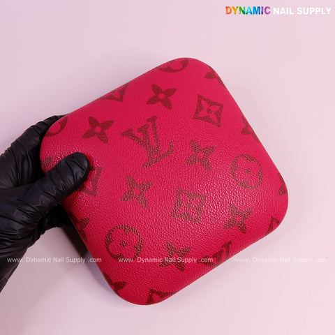 (Hot Pink & Brown LV - Grain) Elbow Pad for Nail Tech : Soft Pu Leather, Supportive, Built for Long Hours