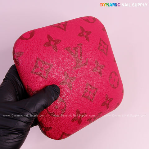 (Hot Pink & Brown LV - Grain) Elbow Pad for Nail Tech : Soft Pu Leather, Supportive, Built for Long Hours
