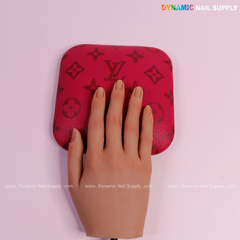 (Hot Pink & Brown LV - Grain) Elbow Pad for Nail Tech : Soft Pu Leather, Supportive, Built for Long Hours