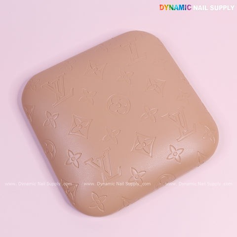 (Sesame Tan LV Engrave - Smooth skin) Elbow Rest Pillow for Nail Tech : Soft Pu Leather, Supportive, Built for Long Hours Usage