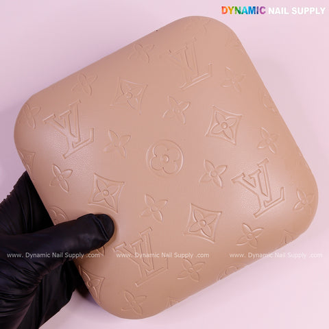 (Sesame Tan LV Engrave - Smooth skin) Elbow Rest Pillow for Nail Tech : Soft Pu Leather, Supportive, Built for Long Hours Usage