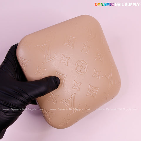 (Sesame Tan LV Engrave - Smooth skin) Elbow Rest Pillow for Nail Tech : Soft Pu Leather, Supportive, Built for Long Hours Usage