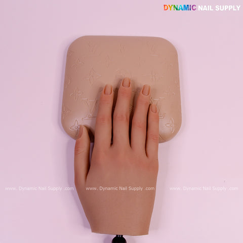 (Sesame Tan LV Engrave - Smooth skin) Elbow Rest Pillow for Nail Tech : Soft Pu Leather, Supportive, Built for Long Hours Usage