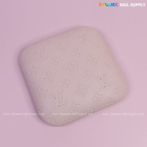 (Beige LV Engrave) Leather Elbow-rest Pad Arm Rest Support for Manicure Nail Desk