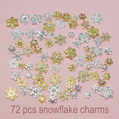 72 pcs Silver Gold Snowflake Nail Charms for Christmas Nails Art design