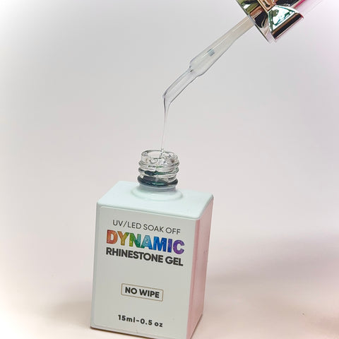 Thick 3D No-Wipe Rhinestone glue Gel in Bottle (+ Liner Brush) for Nail art Design & Chrome application