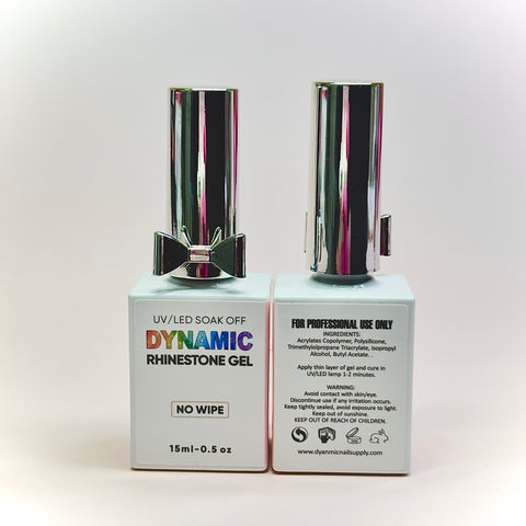 Thick 3D No-Wipe Rhinestone glue Gel in Bottle (+ Liner Brush) for Nail art Design & Chrome application