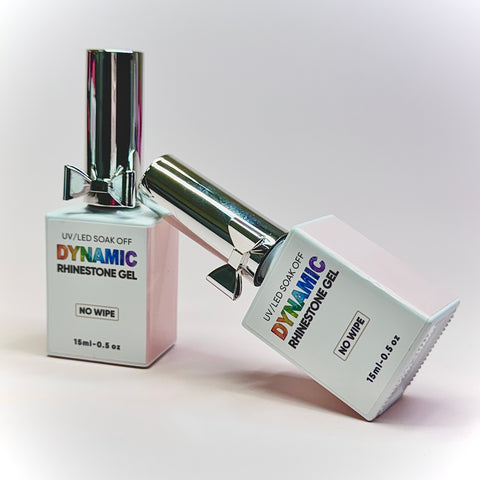 Thick 3D No-Wipe Rhinestone glue Gel in Bottle (+ Liner Brush) for Nail art Design & Chrome application