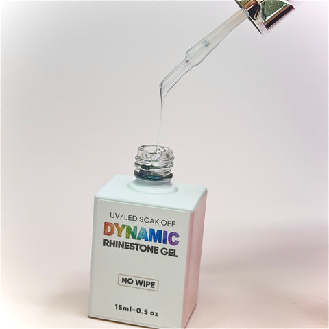 Thick 3D No-Wipe Rhinestone glue Gel in Bottle (+ Liner Brush) for Nail art Design & Chrome application