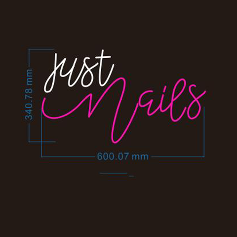 "JUST NAILS" Bright LED Sign for Salon, Spa & Beauty Room Decoration