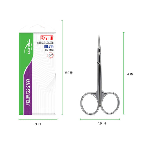 KD.715 20MM - NGHIA Professional Cuticle Scissors Hooked Tips Stainless Steel