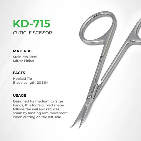 KD.715 20MM - NGHIA Professional Cuticle Scissors Hooked Tips Stainless Steel
