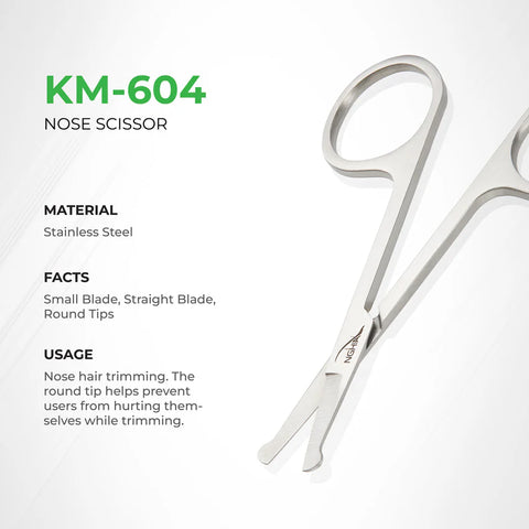 KM. 604 - NGHIA Professional Nose Hair Scissors Round Tips Stainless Steel