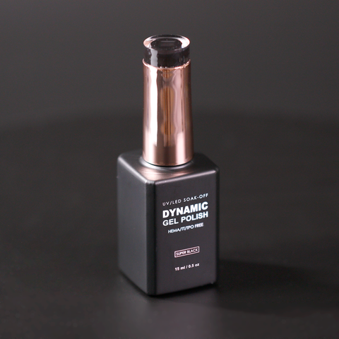 Dynamic No-HEMA Super Black Gel Polish (High-pigmented & Solid Black Shellac Color)